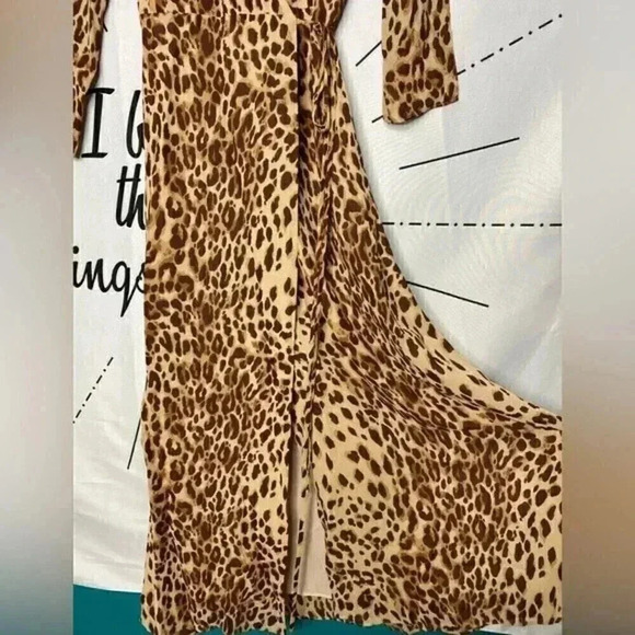 NWT REFORMATION Alessandra Animal Print Wrap Midi Dress In Cat - Picture 4 of 6